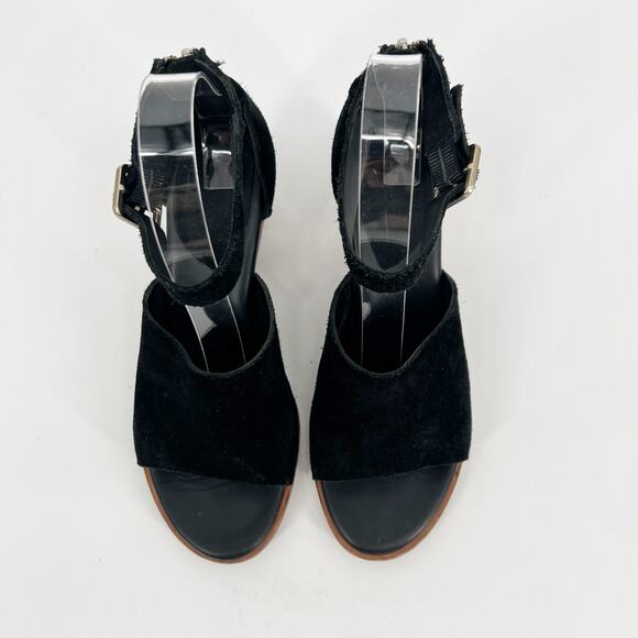 Kork Ease Gazania Sandals Women 7M Black Suede Leather Ankle Strap Open Toe Heel - Picture 3 of 10